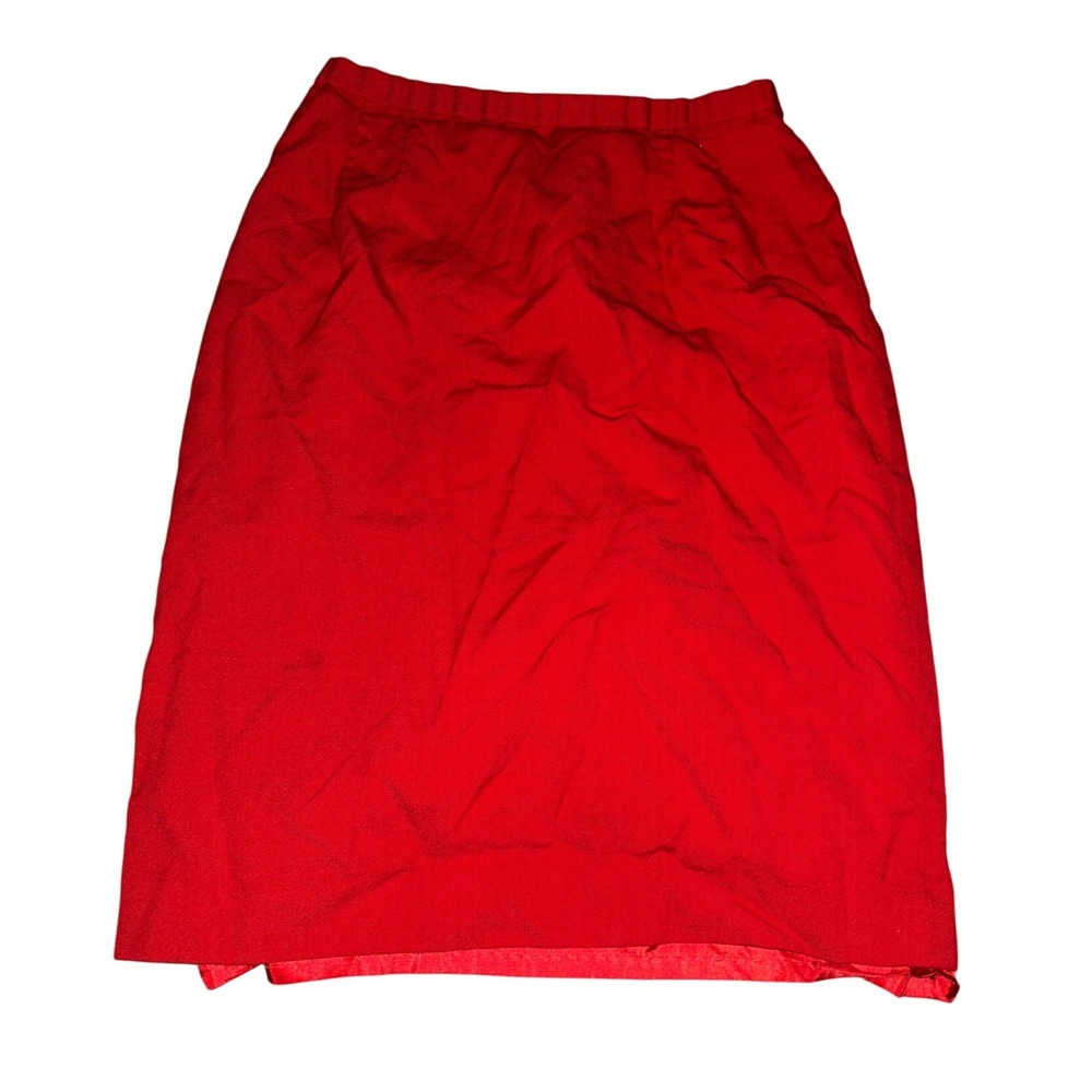Pendleton Classic Red Wool Pencil Skirt Vintage Made in USA Size 16 Midi Slit
